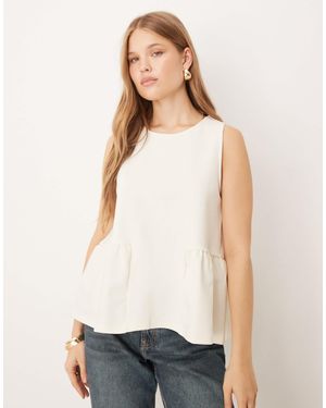 Gina Tricot Knitted Peplum Top - Natural