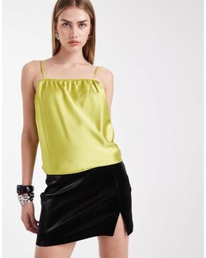 ASOS Satin Cami With Lingerie Details - Yellow