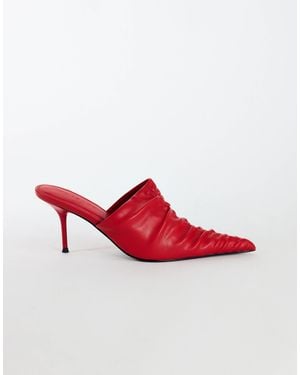TOPSHOP Ansel Ruched Pointed Mid Heel Court Shoe - Red