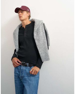 TOPMAN Premium Classic Fit Top Met Lange Mouwen En Textuur - Blauw