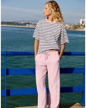 Pull&Bear Flowing Viscose Trousers - Blue