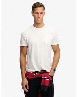Superdry Classic Cotton Linen Pocket T-Shirt - White