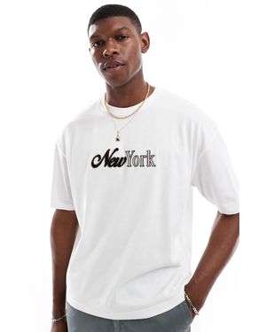 ASOS Boxy Oversized T-shirt With City Front Applique - White