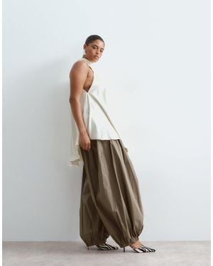ARRANGE Curve Waist Seam Balloon Leg Pants - Green