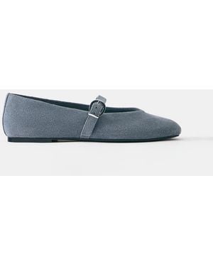 Pull&Bear Leather Ballerinas - Blue