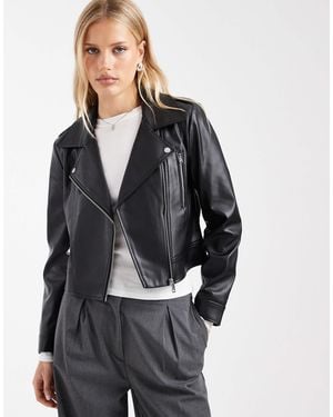 ONLY Faux Leather Boxy Moto Jacket - Gray