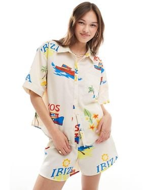 Pieces Boxy Fit Shirt Co-ord - White