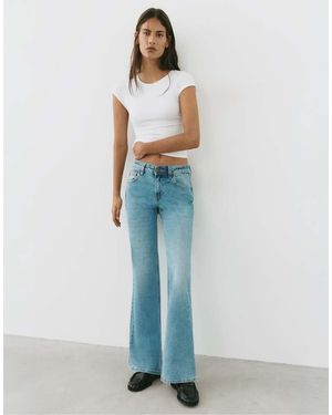 Pull&Bear Jeans Bootcut Con Strass Medio - Blu