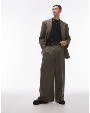 TOPMAN Wide Leg High Waist Pants - Black