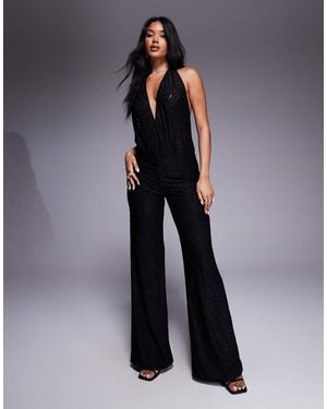 Oh Polly Halter Drop Back Jumpsuit - Blue