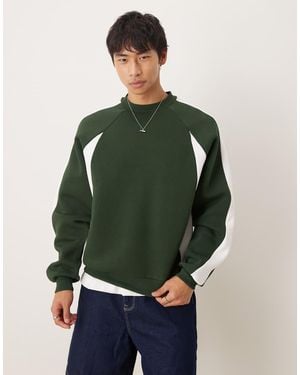 ASOS Oversized Sweatshirt With Cut & Sew Panels - Green