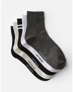 Cotton On – 5er-pack kurze crew-socken - Schwarz