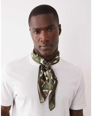 ASOS Patterned Satin Headscarf - White