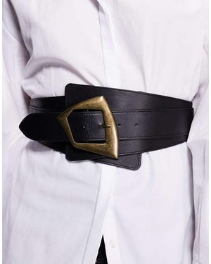 Kaiia Cinturón Extragrande Para La Cintura De Cuero Sintético Con Detalle Dorado De Metal Exclusivo De - Blanco