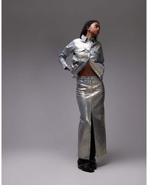 Levi's Maxi Column Metallic Denim Skirt - Grey