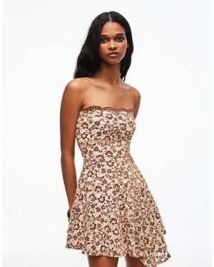 Bershka Bandeau Mini Dress - Brown