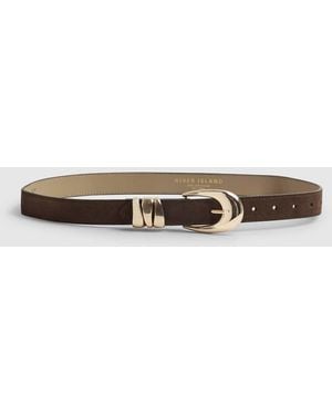 River Island Suede Triple Keeper Belt - White