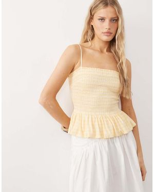 Free People Sundance Shirred Strappy Top - Natural