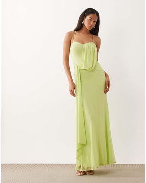 ASOS Draped Sweetheart Mesh Maxi Dress - Green