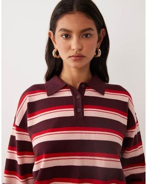 Cotton On Boxy Long Sleeve Polo Knit Top - Red