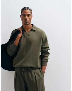 ASOS Oversized Boxy Long Sleeve Polo - Green