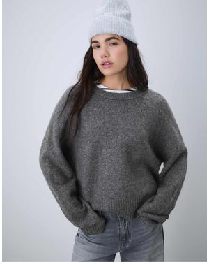Stradivarius – weicher basic-strickpullover - Grau