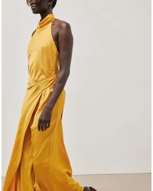 NA-KD Halterneck Wrap Detail Maxi Dress - Yellow