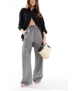 Threadbare Pantaloni A Fondo Ampio A Quadretti Bianchi E Neri Allacciati - Nero