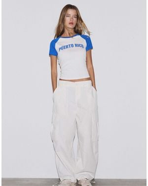 Stradivarius T-shirt imprimé à manches courtes - écru - Bleu