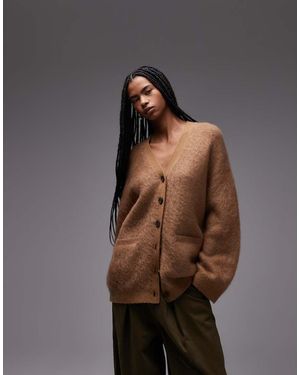 & Other Stories Pure Wool And Mohair Blend Hairy V Neck Cardigan With Front Pockets - Grey