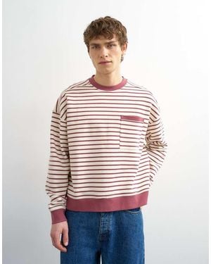 TOPMAN Recht Gestreept Sweatshirt - Rood
