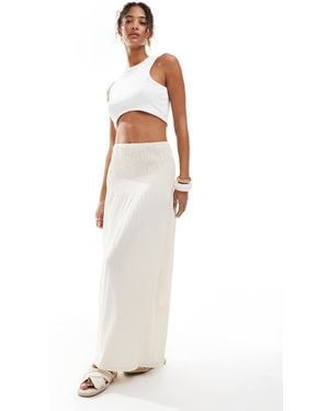 Pieces Smock Waist Maxi Skirt - White