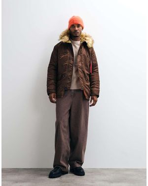 Alpha Industries Faux Fur Hooded Parka Jacket - Brown