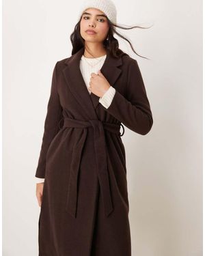 New Look Belted Formal Coat - Brown
