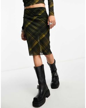 Collusion Check Asymmetric Midi Skirt - Black