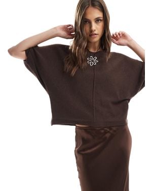 ASOS Relaxed Seam Detail Knitted T-shirt - Brown