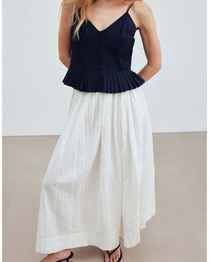 NA-KD Linen Blend Crinkle Midi Skirt - Blue