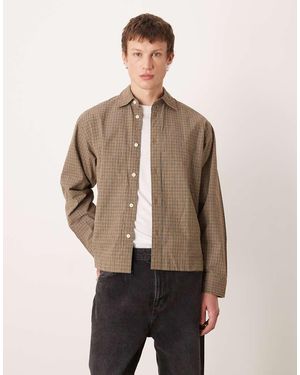 SELECTED Oversized Boxy Check Shirt - Natural