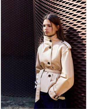 Pull&Bear Trench Corto Con Cintura - Neutro