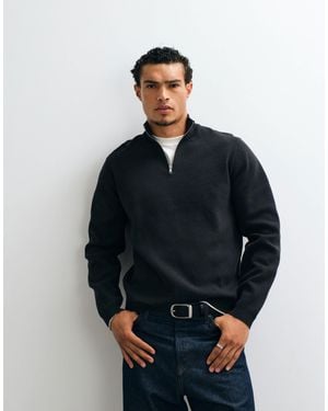 ASOS Locker geschnittener, kompakter strickpullover mit halbem reißverschluss - Blau