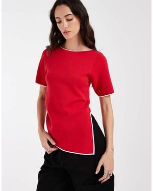 ASOS Ruched Side Asymmetric T-shirt - Red