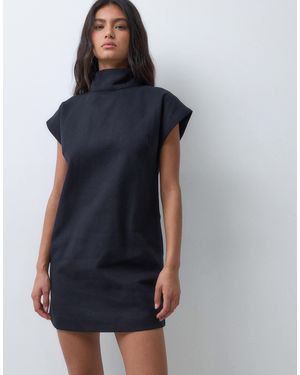 ASOS High Funnel Neck Smock Mini Dress - Blue