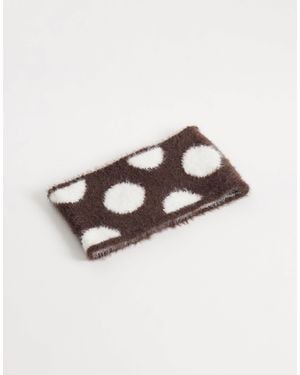 Kaiia Exclusivité bandeau duveteux à pois marron et crème