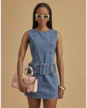 River Island Low Rise Belt Mini Dress - Blue