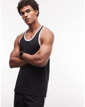 4505 Cotton Ringer Singlet With Quick Dry Finish - Black