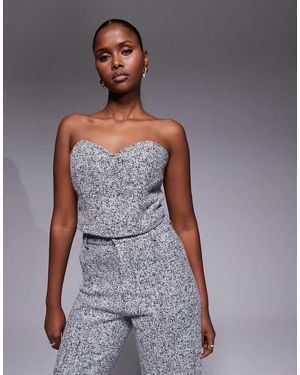 JLUXLABEL Top Corsetero Con Escote Palabra De Honor De Tweed All You Need De (Parte De Un Conjunto) - Gris