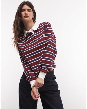 ICECREAM Popsicle Icon Logo Stripe Rugby Polo Shirt - Red