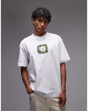 TOPMAN T-shirt oversize à imprimé dessin soleil et broderie - Gris
