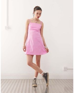 Collusion Woven Mini Dress With Strappy Back - Pink