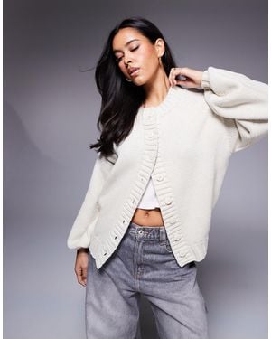 Princess Polly Edern Balloon Sleeve Button Through Cardigan - Grey